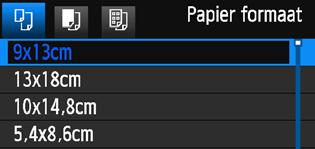 w Afdrukken QHet papierformaat instellen YDe papiersoort instellen Selecteer het formaat van het papier dat in de printer is geplaatst en druk vervolgens op <0>.