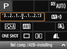 Q Quick Control voor opnamefuncties U kunt de opnamefuncties die worden weergegeven op het LCDscherm, rechtstreeks selecteren en instellen. Dit heet Snel instellen. 1 Druk op de knop <Q>.