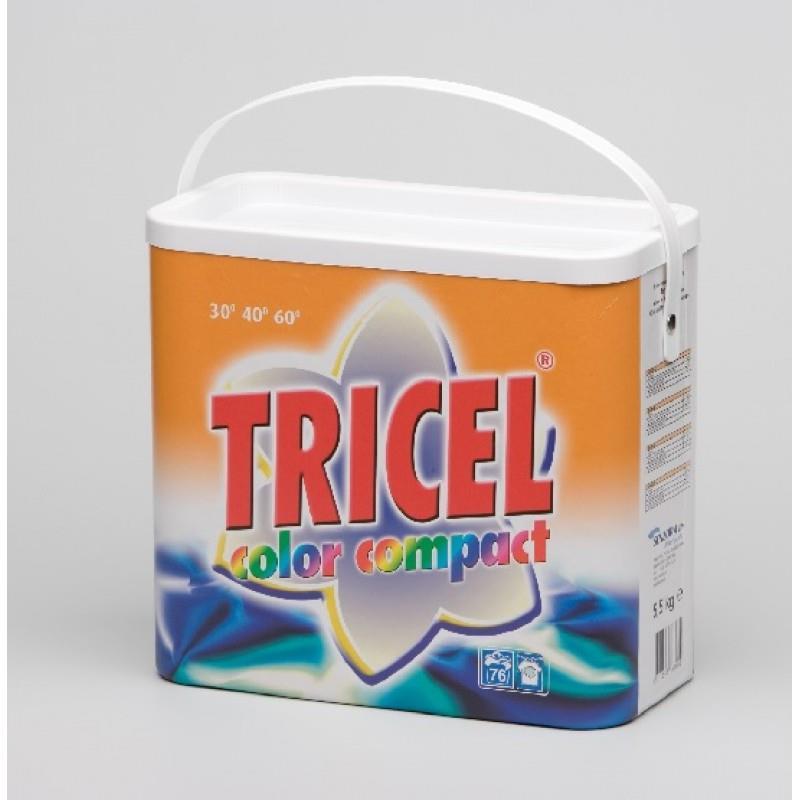 Tricel Compact Color 5,5 kg Tricel Compact Color zit in een verpakking van 5,5 kg en is uitermate geschikt voor de bonte/gekleurde was.