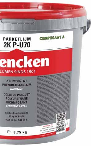 PARKETLIJMEN Parketlijm 2K P-U70 Universele, watervaste, 2-componenten polyurethaanlijm voor het verlijmen van alle soorten houten vloeren.