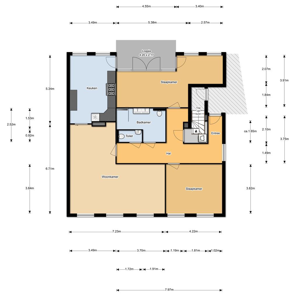 Tekeningen niet op schaal Aan de maatvoering in deze tekening kunnen geen rechten worden ontleend. Sanitair en/of keuken zijn globaal ingetekend en kunnen verschillen met de werkelijkheid.