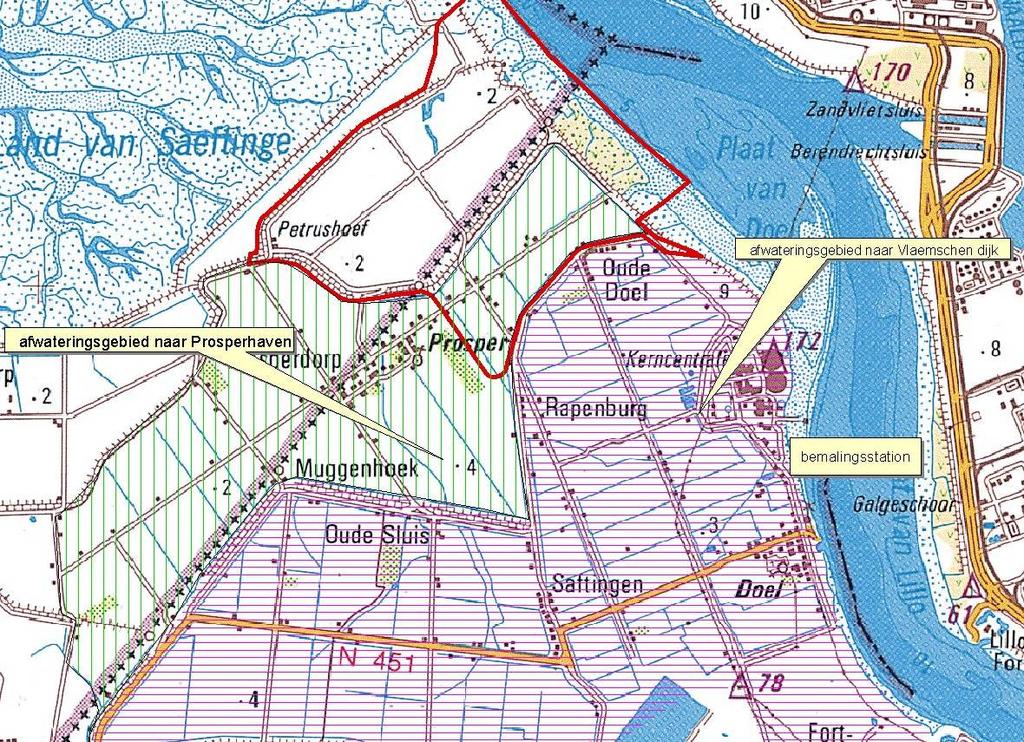 die de twee poldervakken (Nieuw Arenberg Polder en Prosperpolder) verbindt afgesloten en ontwatert de Nieuw Arenberg Polder naar Doelpolder.