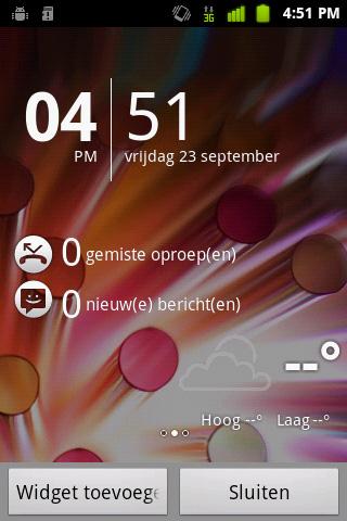 extra bedieningselementen. Widgets toevoegen of verwijderen Om widgets toe te voegen, tikt u op Startdecorin het menu Toepassingen en selecteert u Inactief-scherm.