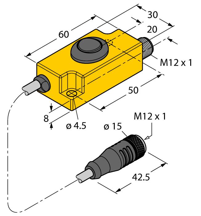 DS-RI-QR14 1590814 afstandshulzen voor montage op de rugzijde van Ri-QR14, 2 stuks per verpakking TX1-Q20L60 6967114 Teach-adapter