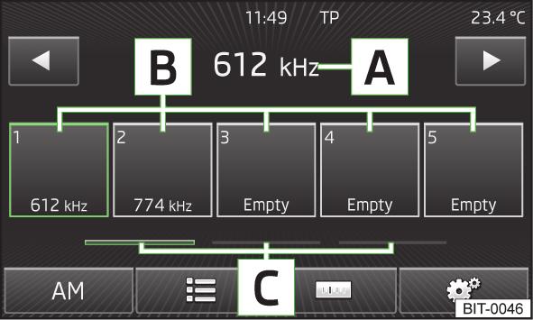 Radio Hoofdmenu Afbeelding 6 Radio Hoofdmenu Symbolen op het beeldscherm Symbool Geluid is onderdrukt Betekenis Zender met verkeersinformatie Zender zonder verkeersinformatie Radiozender uit de