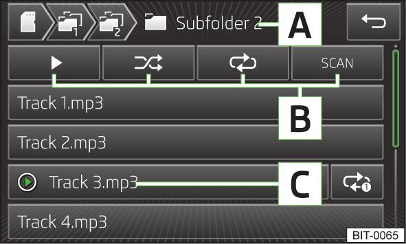 Audiobronnen bedienen Functietoets Handeling Functie / Indrukken Kort indrukken (binnen 5 seconden na de start van de titelweergave) Kort indrukken (na 5 seconden vanaf de start van de titelweergave)