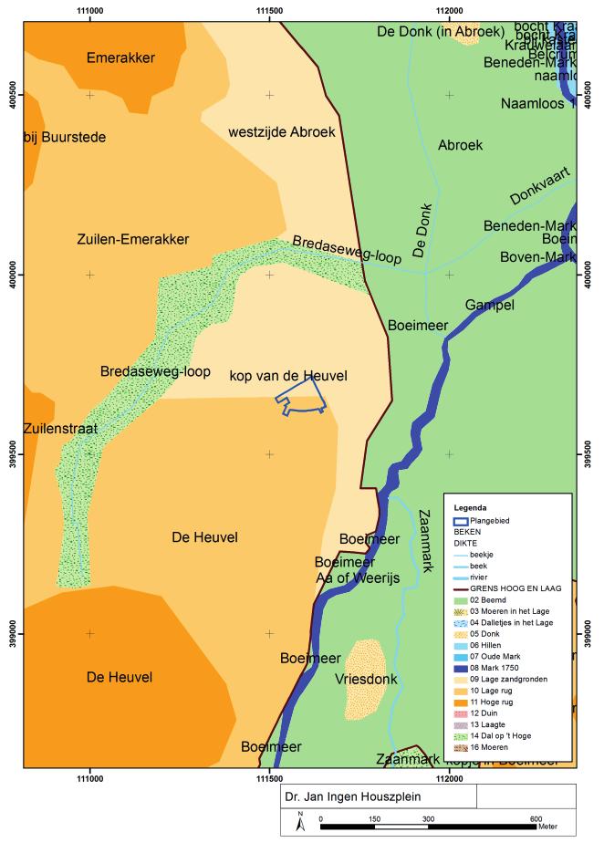 3 LANDSCHAPPELIJKE GEGEVENS EN HISTORISCHE CONTEXT Afb. 2. Fysisch landschap volgens leender (2006) in de omgeving van het plangebied.