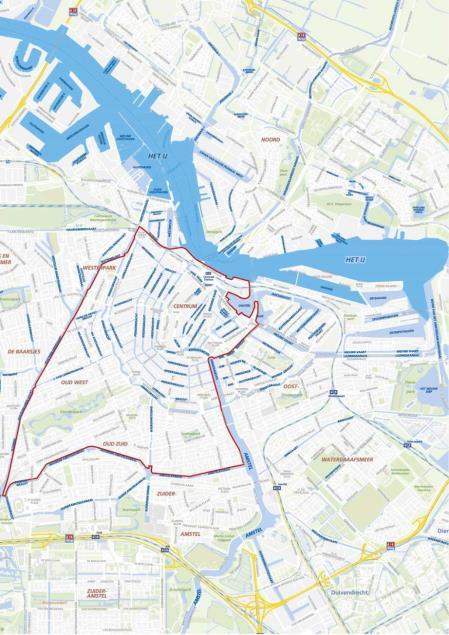 VERGUNNINGVERLENING IN DE PASSAGIERSVAART - EEN RECONSTRUCTIE Het college maakt, zoals aangekondigd, een indeling in twee vergunningsgebieden: gebied 1: Amsterdam inclusief centrumzone en gebied 2: