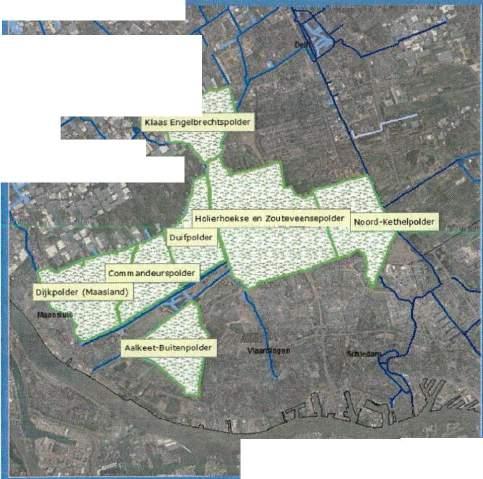 nutriëntenconcentraties en tegelijkertijd het doorzicht. De polders liggen allen in Midden-Delfland.