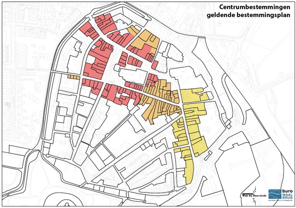 Overzicht indeling geldende centrumbestemmingen Uit de tabel kan worden geconcludeerd dat het verschil tussen de bestemmingen Centrum 1 en Centrum 2 niet erg groot is: binnen de bestemming Centrum 2