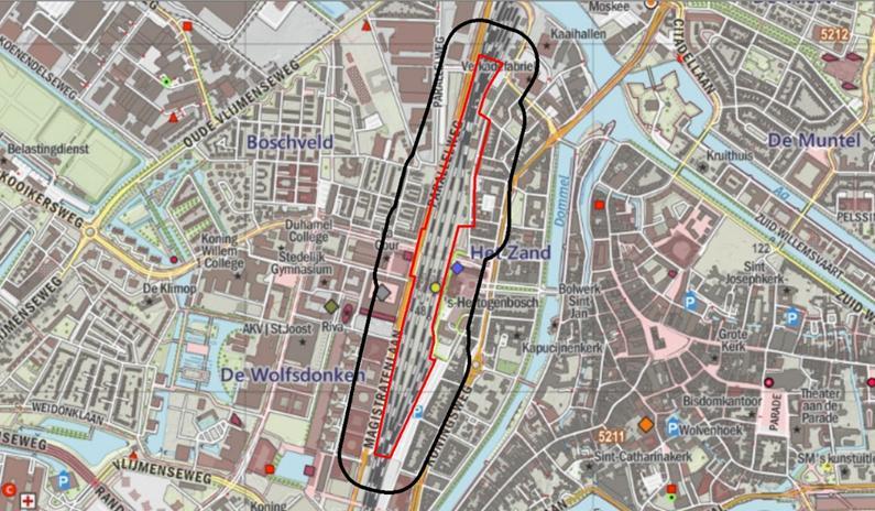 Ter hoogte van het treinstation s-hertogenbosch Centraal worden op verschillende locaties geluidsschermen en trilwanden geplaatst.