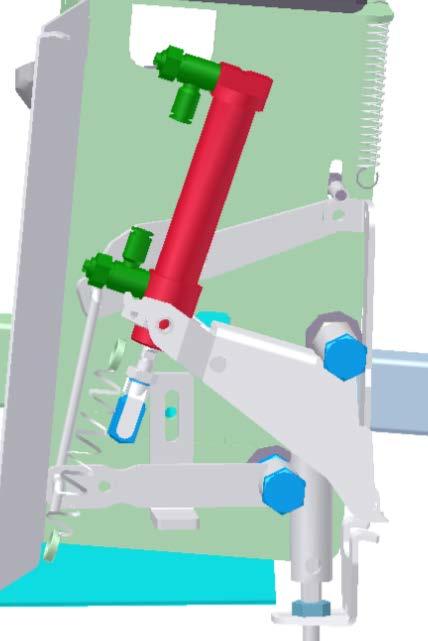 5.16 Potopzetter pneumatisch (POP) instellen (optie) Stel voordat u gaat werken met de machine de potopzetter in. 1. Schakel de machine in en stop deze als de boor in de onderste stand staat. 2.