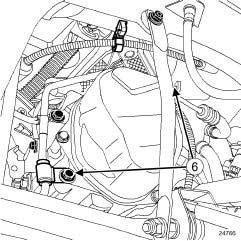 hogedrukleiding op de elektrische stuurbekrachtigingspomp. a Bouw de bouten (6) van de hogedrukleiding op de versnellingsbak uit.