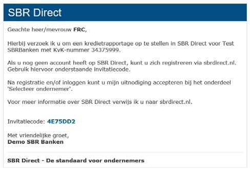 2. INTERMEDIAIR 2.1 Invitatiecode Als intermediair kun je niet zonder de uitnodiging van een ondernemer registreren op SBR Direct.