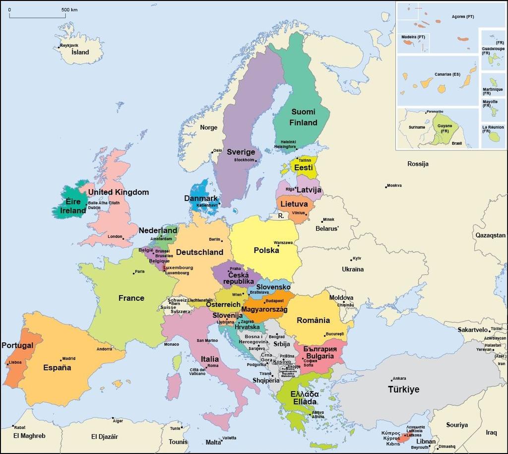 De Europese Unie: 500 miljoen mensen 28 landen Lidstaten van de