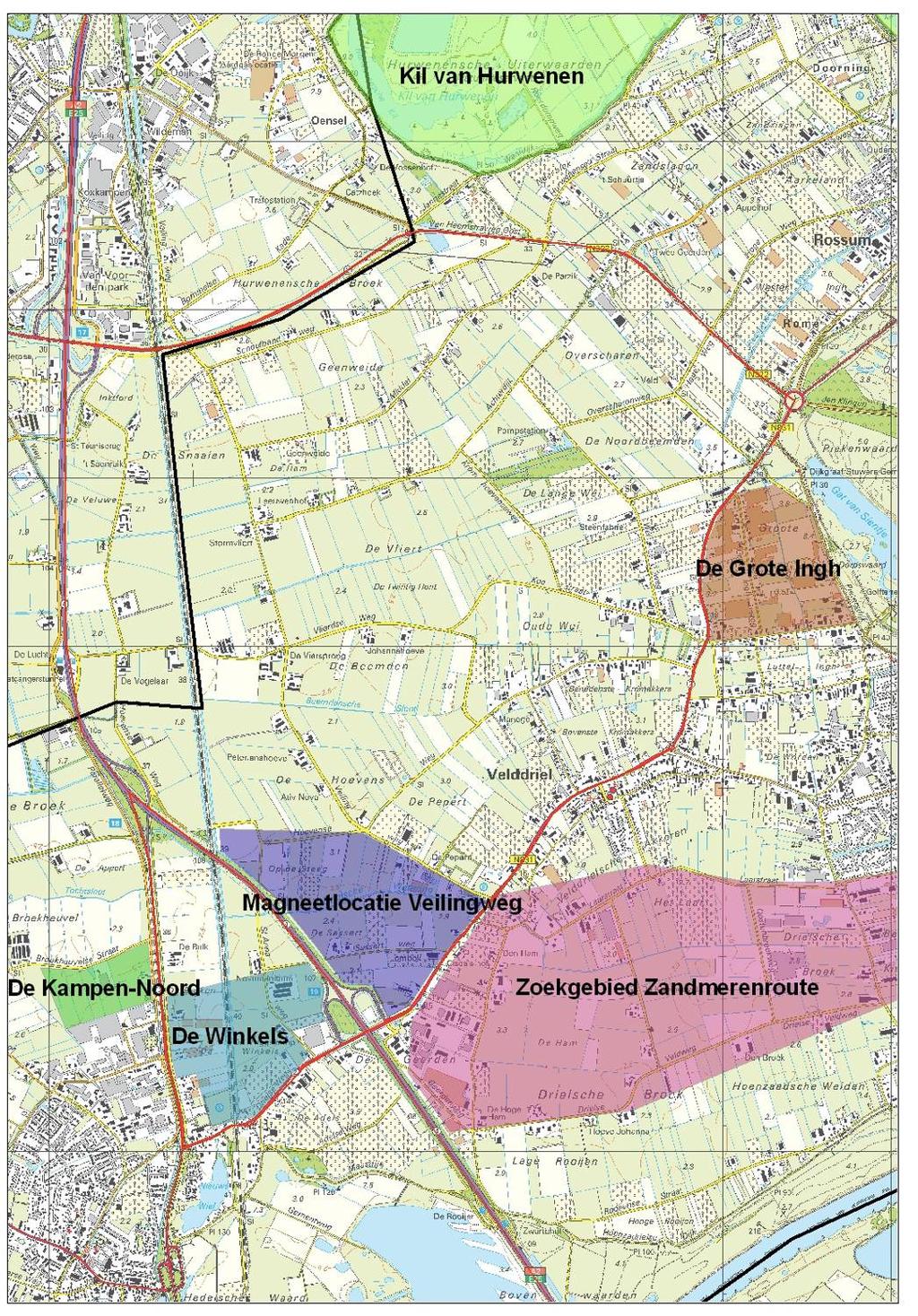 2,3 km 4,8 km 4,9 km 3,9 km 4,2 km Figuur 3.1: Afstand tussen het habitatgebied Kil van Hurwenen en de voorgenomen ontwikkelingen 3.