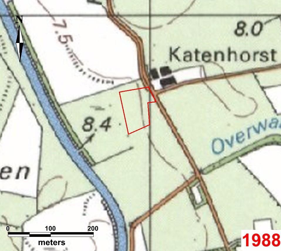 Op kaarten uit de 20e eeuw wordt plangebied Katenhorst weergegeven als grasland.