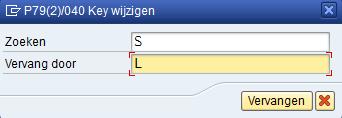 Vul S in onder Zoeken en bij Vervang door' je eigen lokatiecode. Voor bijv.