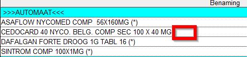 Een geneesmiddel waarvoor Niet automaat is aangevinkt in het tabblad Stocks van een bewoner, verschijnt zonder (*) in zijn medicatiefiche Opgelet : Beslis op voorhand welke producten u op geen stock