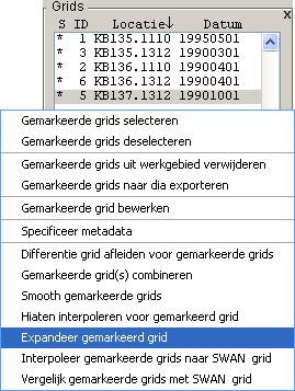 Selecteer Expandeer grid onder de SWAN tab van het menu in het morfologie scherm Figuur 45: Het SWAN menu in het morfologie scherm.