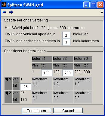 Stap 4: SWAN grid toepassen. Druk op de button om het SWAN grid te activeren, er kan maar één SWAN grid tegelijk actief zijn, klik op de button om het huidige SWAN grid te verwijderen. 3.5.