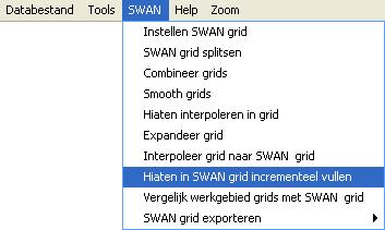 3.5.5 Bijschatten van hiaten in een SWAN grid Als het SWAN grid gevuld is met grids uit het werkgebied kan het zijn dat er nog hiaten in het SWAN grid voorkomen.