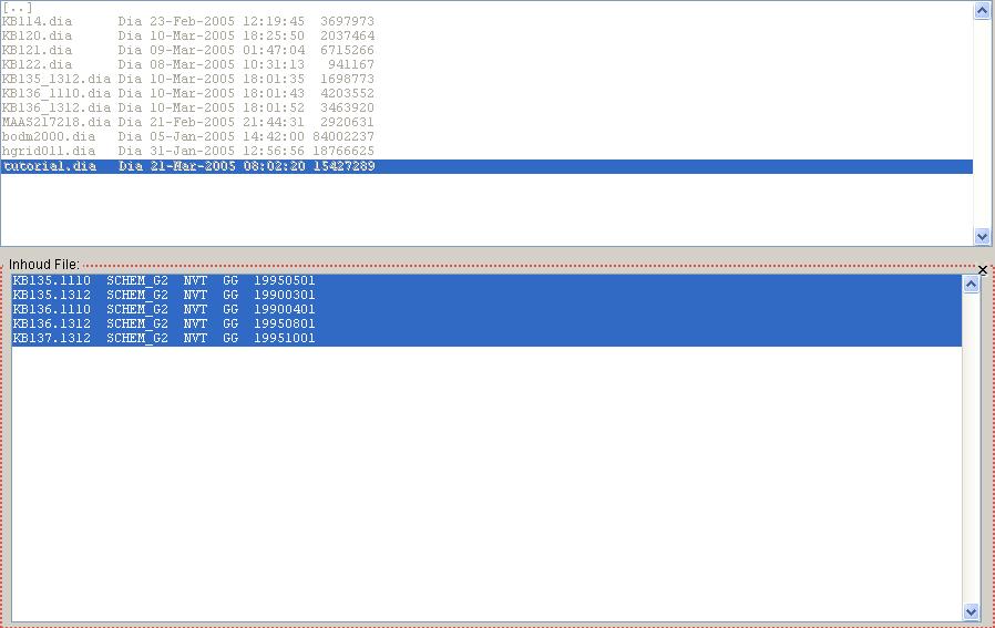 Figuur 9: De inhoud van een dia. Selecteer één of meerdere bestanden in de Inhoud File box die is verschenen.