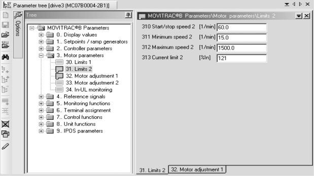 Bedrijf van de MOVITOOLS MotionStudio via EtherCAT Functies uitvoeren met de apparaten 7 5. Klap de "Parameter tree" (parameterboom) tot het gewenste knooppunt open. 6.