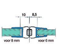 incl sparingen, per m 2 340,- MW-AN 8 mm Antraciet/grijs veiligheidsglas, cnc geslepen, incl sparingen, per m 2