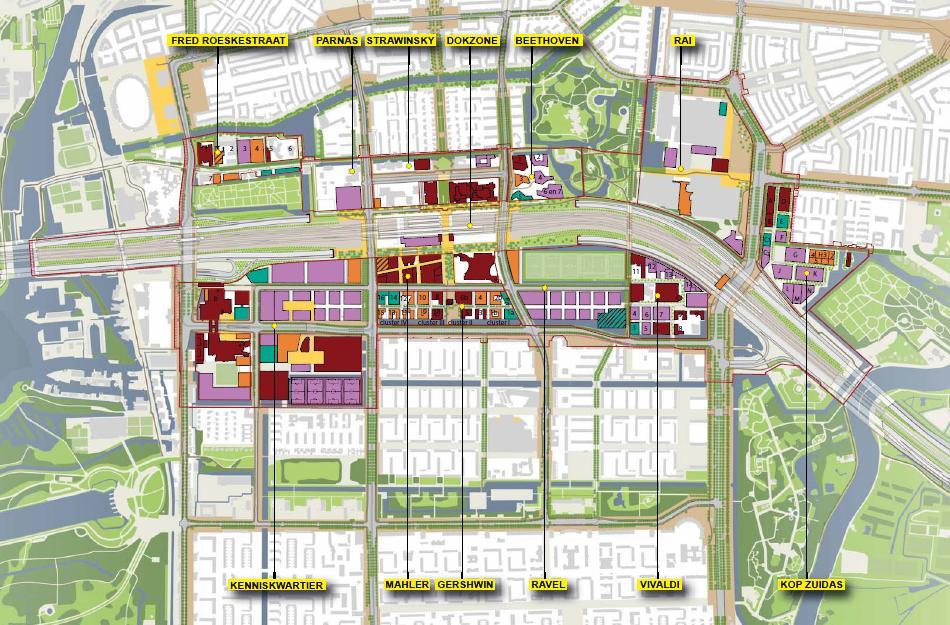 3.1.2 AUTONOME ONTWIKKELING Het Het Zuidasdok doorsnijdt het projectgebied van de Zuidas (zie afbeelding 1) en bevindt zich midden tussen de zogenaamde Zuidas Flanken (de gebieden aan weerszijden van