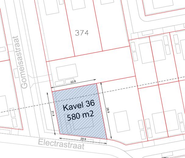 Kavel 36 Kavelnummer: 36 580 m2 142.203,-- v.o.n. Tuin op het noorden, aan de zijkant gelegen aan een watergang Grondberging o.