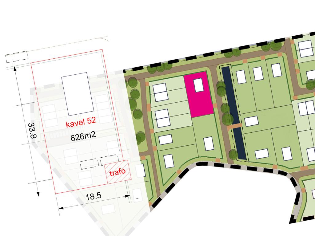 Kavel 52 Kavelnummer: 52 626 m2 153.391,-- v.o.n. Tuin op het Zuiden Bijzonderheden: Woonstraat met water o.a. goothoogte max.