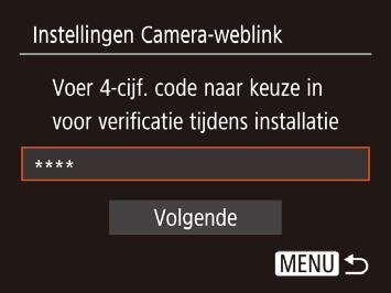 6 Voer een getal in met vier cijfers. Voer een zelfgekozen getal van vier cijfers in en druk op de knoppen [ ][ ] om [Volgende] te selecteren. Druk vervolgens op de knop [ ].