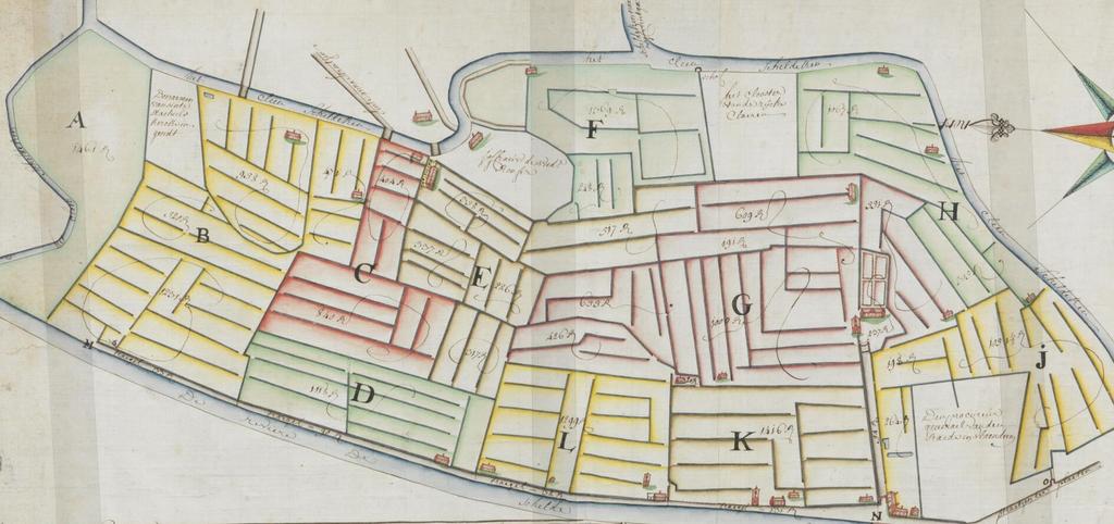 Een kaart van 1770 van de Muinkmeersen die toebehoorde bij het St Pietersdorp en die niet bij Gent behoorde maar een onafhankelijk gebied was zoals andere gemeenten.