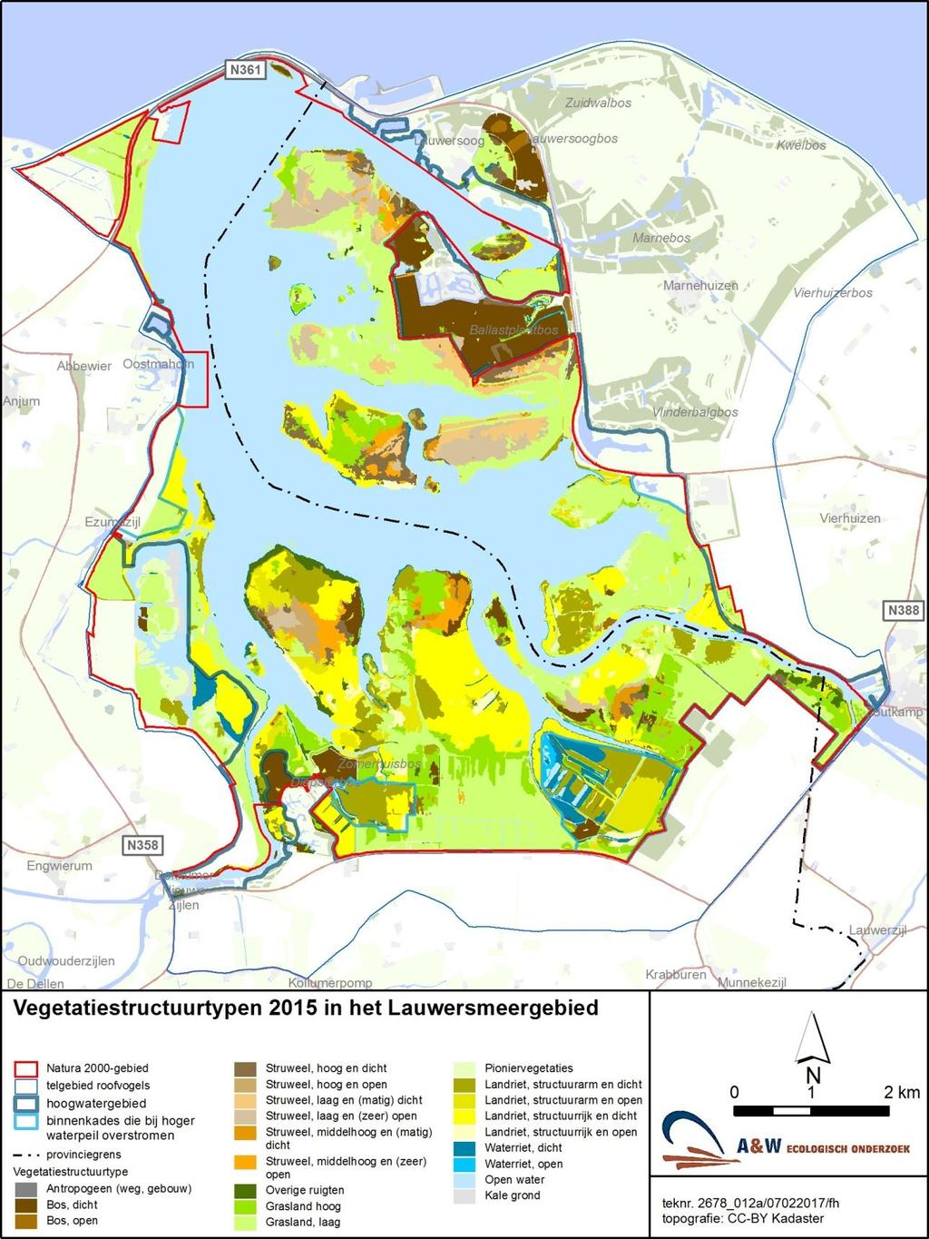 A&W-rapport 2288 Monitoring van effecten van bodemdaling op muizen en muizenetende roofvogels in het Lauwersmeer 11 Figuur 2.