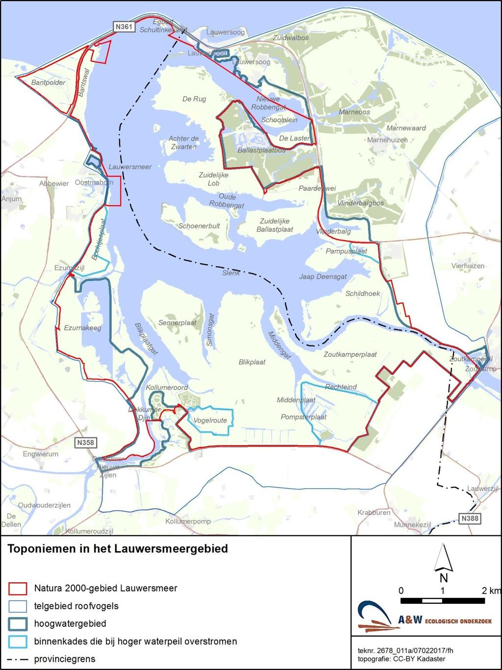 2 A&W-rapport 2288 Monitoring van effecten van bodemdaling op muizen en muizenetende roofvogels in het Lauwersmeer Figuur 1.