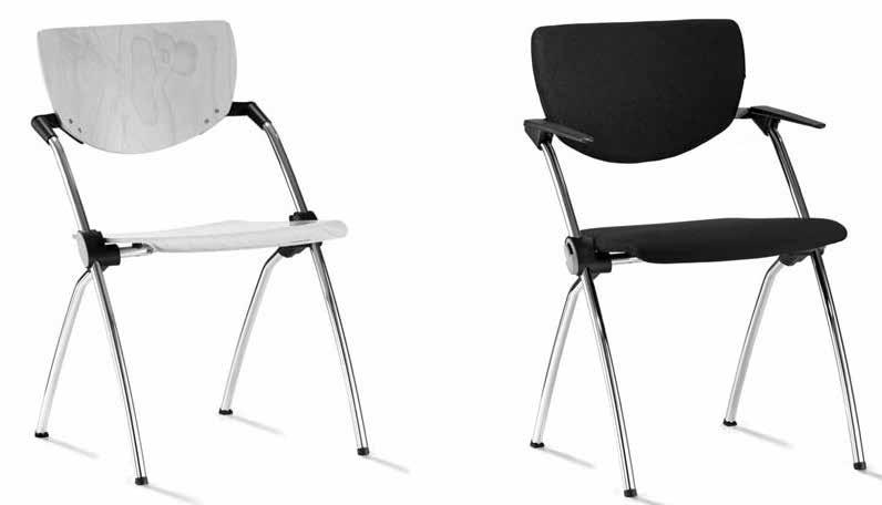 Comforto 66 Modelserie 6600-6620 Design: ITO Design Stapelbare en in rijen te plaatsen multifunctionele stoel voor het bureau-, object- en seminargebied met of zonder armleggers. Rastermaat 56 cm.