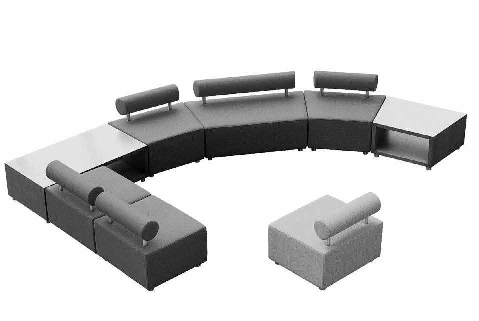 SE04 Table Design: José Serrano Modulair stoelenprogramma voor wachtruimtes en ontvangsruimtes. Naar keuze leverbaar alstrapez en Quadrat als 1-zitter of 2-zitter.
