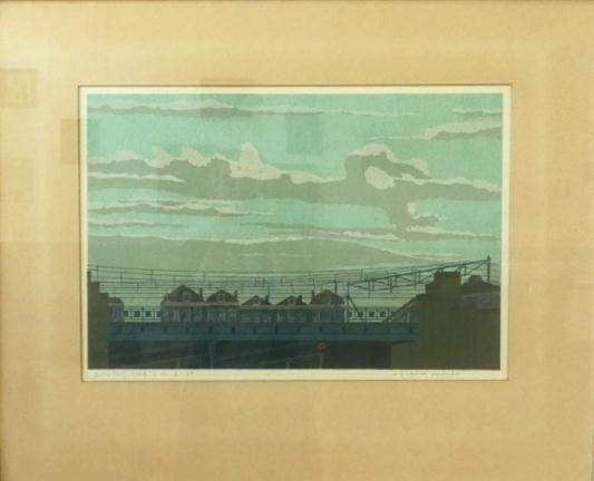 Kunstenaar: Sees Vlag Parallel viadukt Silkscreen Jaartal: 1967 Afmetingen: l x b: 40 cm x 58 cm Gesigneerd: