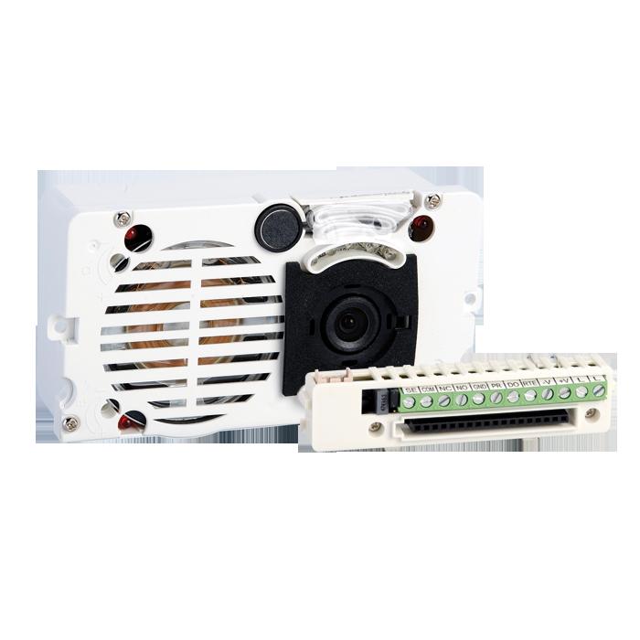 4/5 Audio/video-unit met kleurencamera voor Simplebus met aansluitblok. Voorzien van 1/3"-groothoekcamera met 4680C GROEP A/V KLEUREN SERIE IKALL.