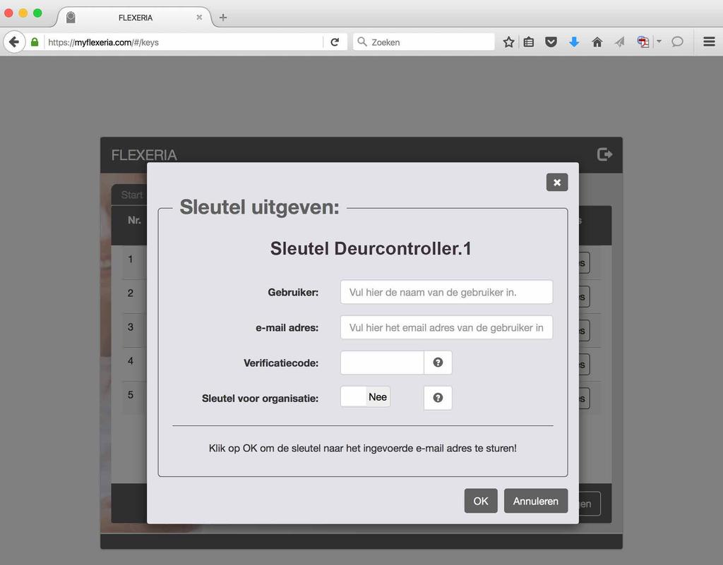 SLEUTELS AAN EEN ORGANISATIE UITGEVEN Indien u sleutels aan een binnen het Flexeria platform geregistreerde organisatie wilt uitgeven dient daarvoor de slotbeheer en sleutel uitgifte aan organisatie