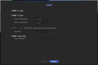 SNMP Met het SNMP-protocol, kan de systeem- of netwerkbeheerder op afstand toezicht houden op de netwerkapparaten en de omgeving instellen.