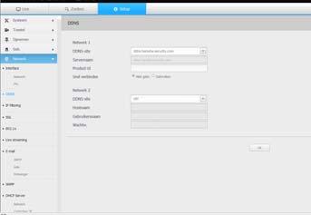 DDNS Netwerk U kunt de DDNS-instellingen controleren. VIEWER INSTELLEN IP Filtering U kunt een lijst van IP-adressen maken voor het toestaan of blokkeren van toegang tot een specifiek IP-adres.
