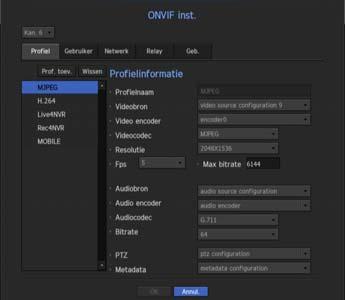 ONVIF instellen Onderaan het scherm voor toevoegen van de camera, klik op <ONVIF inst.>-knop om extra instellingen voor camera's met het ONVIF-protocol te configureren.