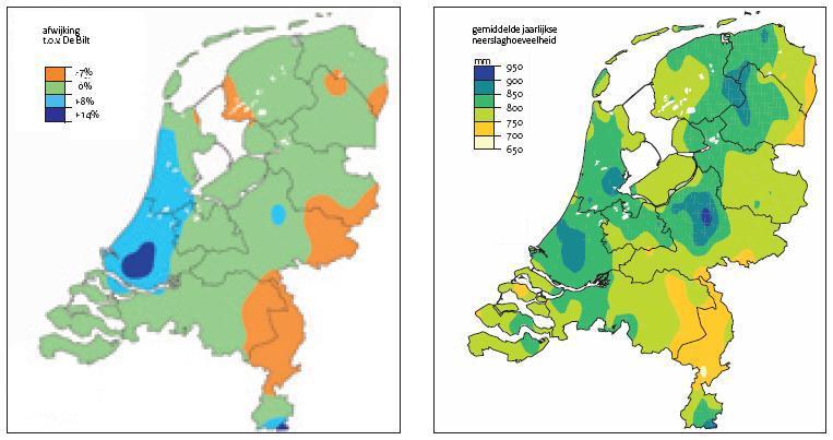 Bepalen watervraag Figuur 15 Neerslagverschillen in Nederland 37 Doordat er binnen Nederland regionale verschillen zijn in neerslag en verdamping bestaan er ook regionale verschillen in het maximale