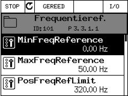 3.9 Map favorieten In de Vacon 100 frequentieomvormer is het mogelijk op een map samen te stellen met parameters die u veelvuldig gebruikt.