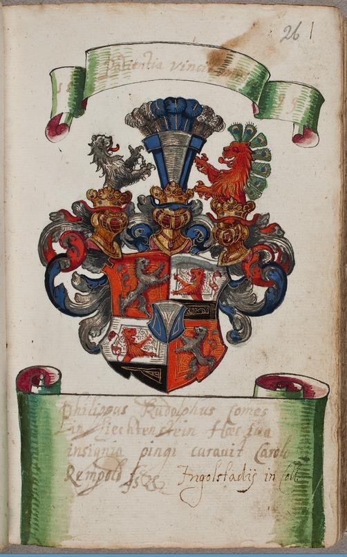 P38 fol 26r Philippus Rudolphus comes in Liechtenstein, Ingolstadt 1599.