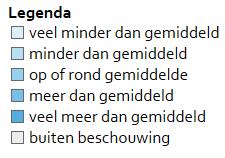 Het percentage minimahuishoudens is in 19 buurten veel hoger dan het stedelijk gemiddelde van 17,9: elf in Zuidoost, drie in Nieuw West, twee in Noord en in West en een in Oost.