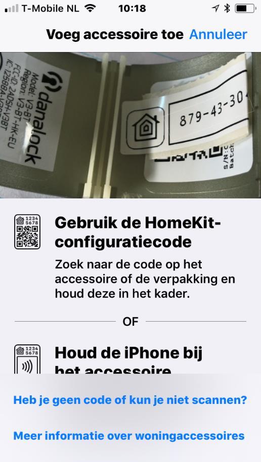 Druk op oke en scan de HomeKit-code.