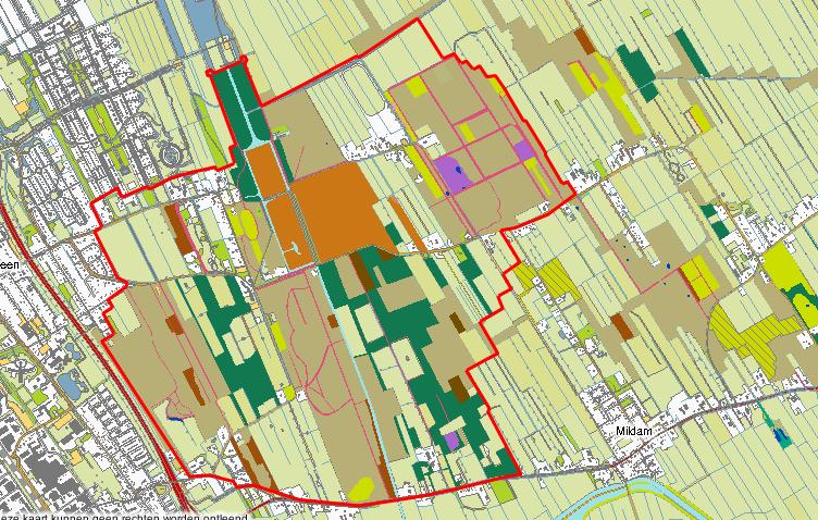 Kaart 2. Voorlopige begrenzing Lanenplan Oranjewoud (kleur: provinciale beheertypen) 1.